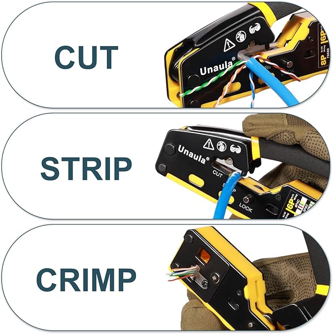 RJ45 Crimp Tool Kit, Ethernet Pass Through Crimper, Network Tool Kit, Cat5 - Image 3