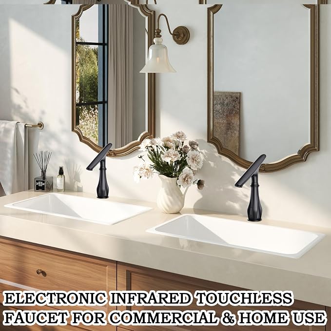 Touchless Bathroom Faucet, Matte Black Smart Motion Sensor Bathroom Sink - Image 2