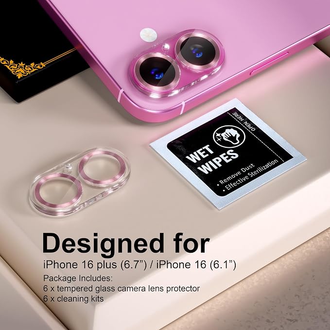 for 6 Pack iPhone 17 / iPhone 16 / iPhone 16 Plus Camera Lens Protector 9H - Image 2