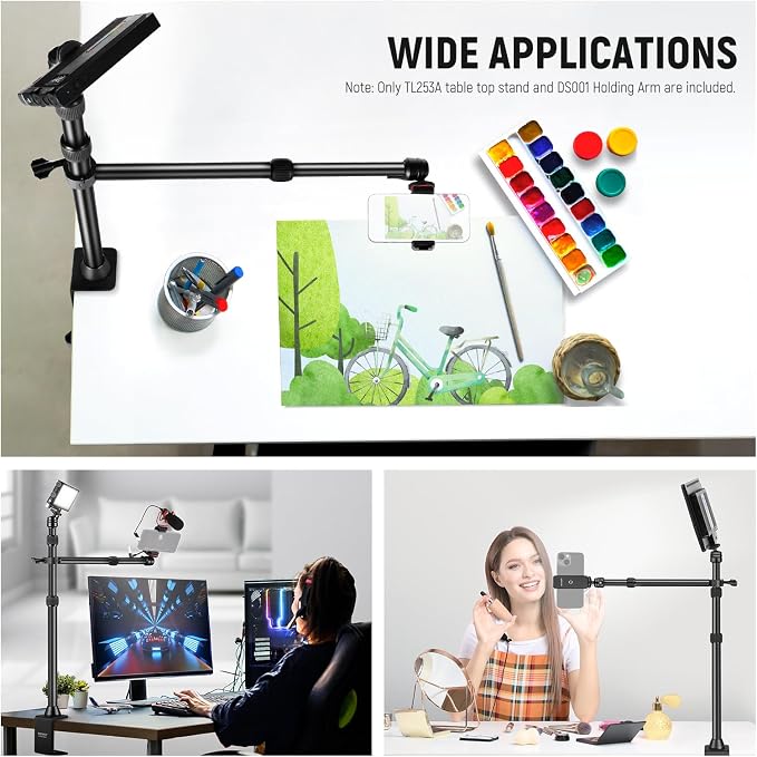 NEEWER Desk Stand with 2 Telescopic Boom Arms Phone Holder - Image 7