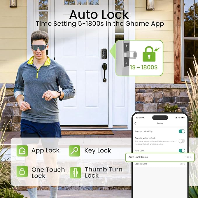 GHome Smart Deadbolt Lock, Fingerprint Code Keyless Entry Door Lock - Image 4