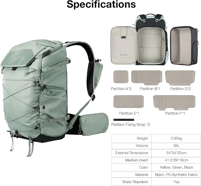 LEOFOTO 35L Camera Backpack for Photographer, Lightweight Waterproof Travel - Image 3