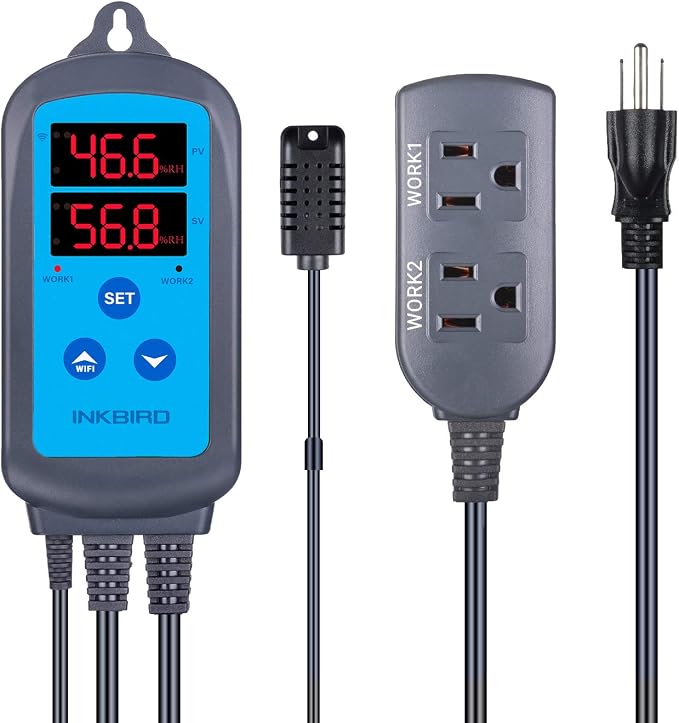 Inkbird Digital Wi-Fi Humidity Controller IHC-200 Dual Outlet Pre-Wired by Inkbird