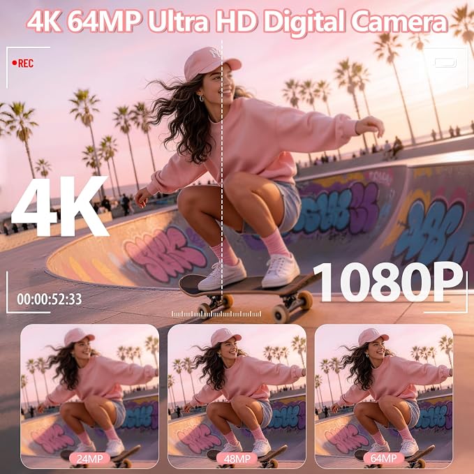 4K Digital Camera for Photography, 64MP Vlogging Camera for YouTube - Image 2