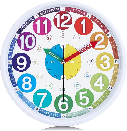 Lafocuse 12 Inch 3D Numbers Silent Kids Wall Clock, Learn to Tell Time Clock by VisiteLafocuse