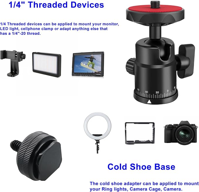 Universal 1/4" Swivel Mini Ball Head Screw Tripod Mount - Image 5