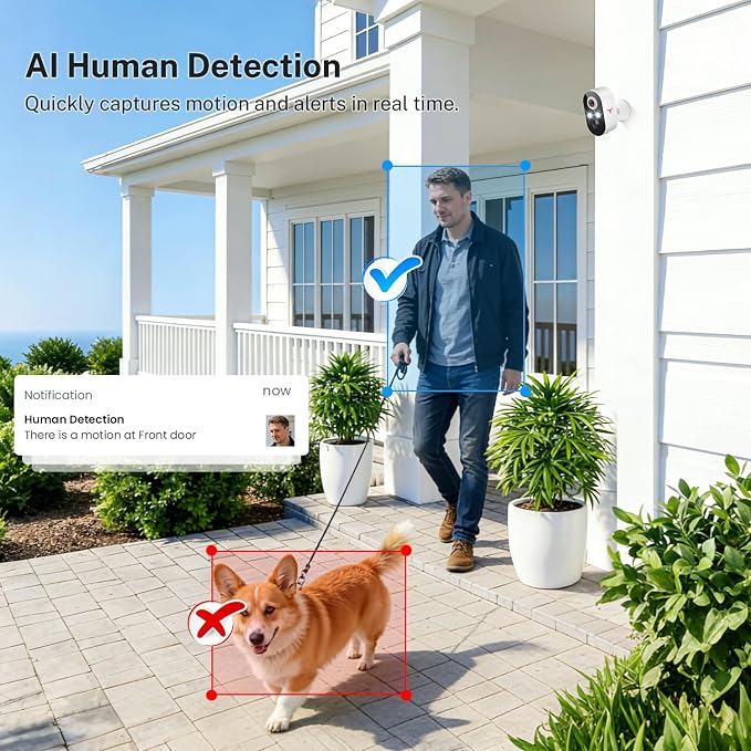 1080P Wireless Security Camera Outdoor, Battery Powered, AI Human Detection - Image 3