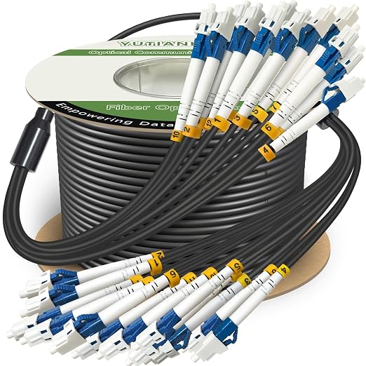 120ft 12 Core Industrial TPU LC to LC Outdoor Armored Fiber Optic Cable by YUTIANHOME