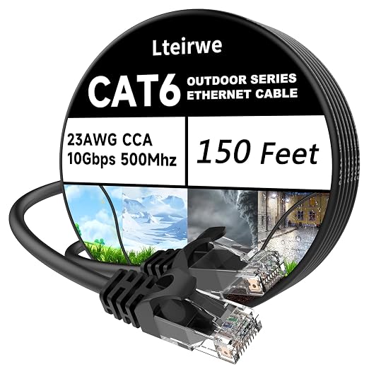 CAT6 Ethernet Cable 150FT 23AWG High Speed 500MHz 10Gbps Transmission Speed by Lteirwe