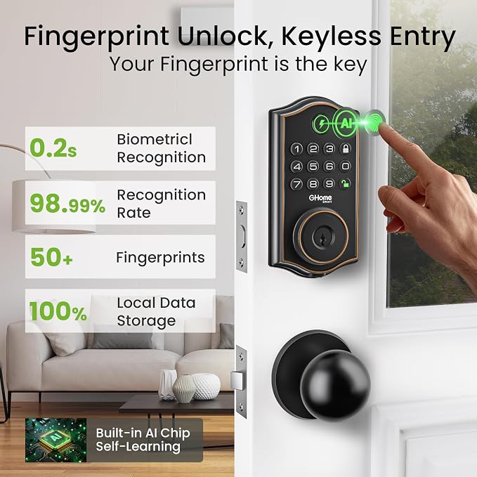 GHome Smart deadbolt Lock, Keyless Entry Door Lock - Image 3