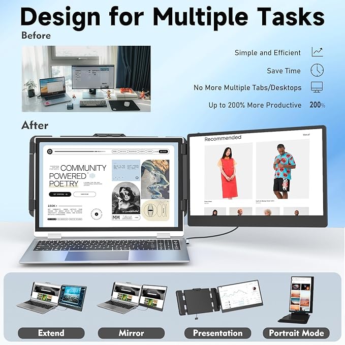 KEFEYA Laptop Screen Extender, 1080P FHD IPS Monitor Extender - Image 3