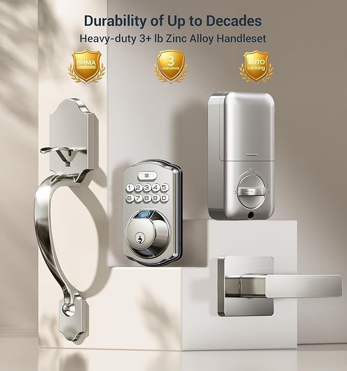 Veise Fingerprint Door Lock Set, Keyless Entry Door Lock, Front Handle Set - Image 6