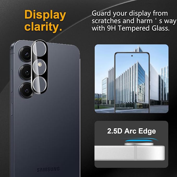 3 Pack Camera Lens Protector for Samsung Galaxy S25, Tempered Glass, - Image 2