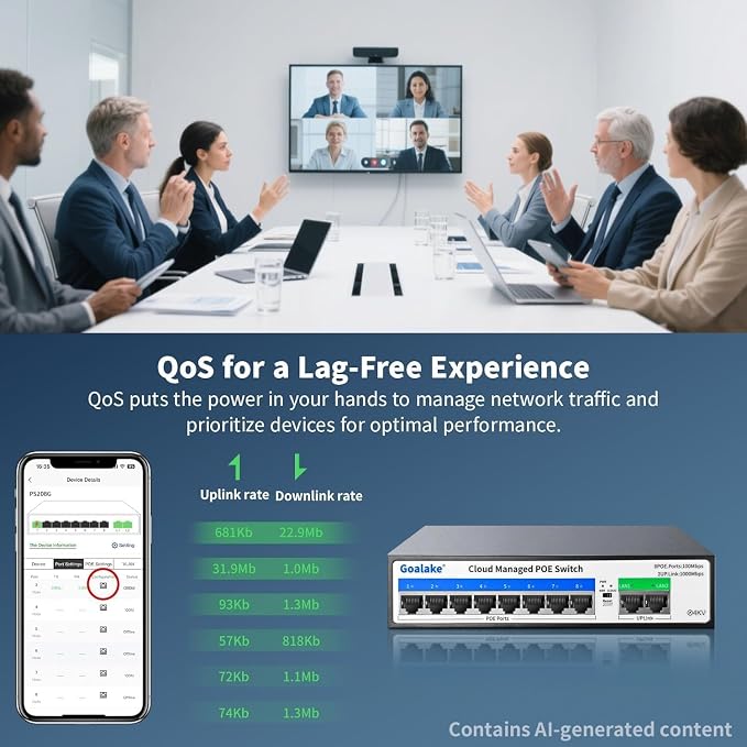 Goalake PoE Switch, 10 Ports Managed PoE Ethernet Switch, 120W Built in Power - Image 6