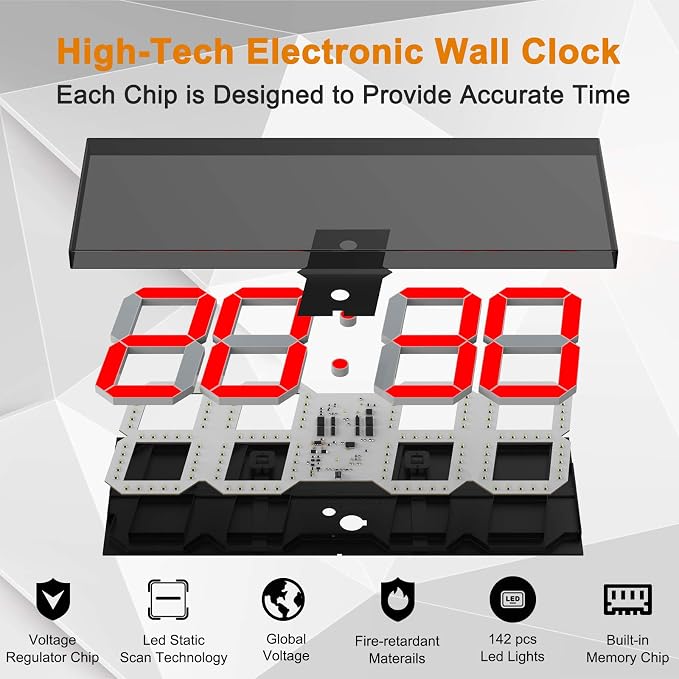 CHKOSDA LED Large Digital Wall Clock, Oversize Wall Clock - Image 6