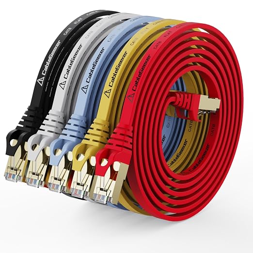 CableGeeker Cat 8 Ethernet Cable 5FT 5 Pack Multi Color, 40Gbps 2000Mhz High by CableGeeker