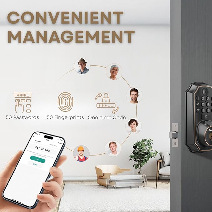 Fingerprint Door Lock Keyless Entry Door Lock Keypad Deadbolt Lock - Image 5