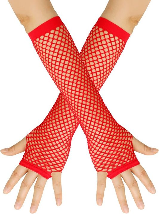 Seeksmile Women's Girls 80's Theme Party Emo Fingerless Arm Fishnet Gloves by Seeksmile