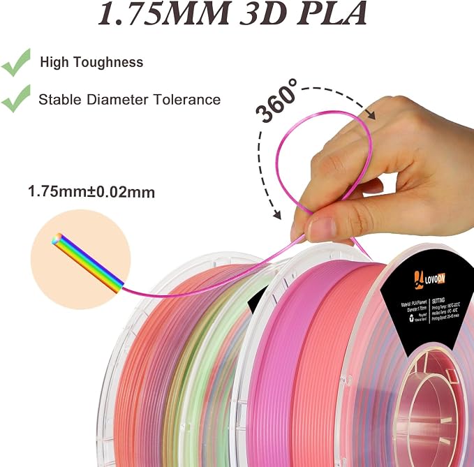 LOVOON Glow in The Dark Filament Multicolor，3D Printer Filament Bundle - Image 5