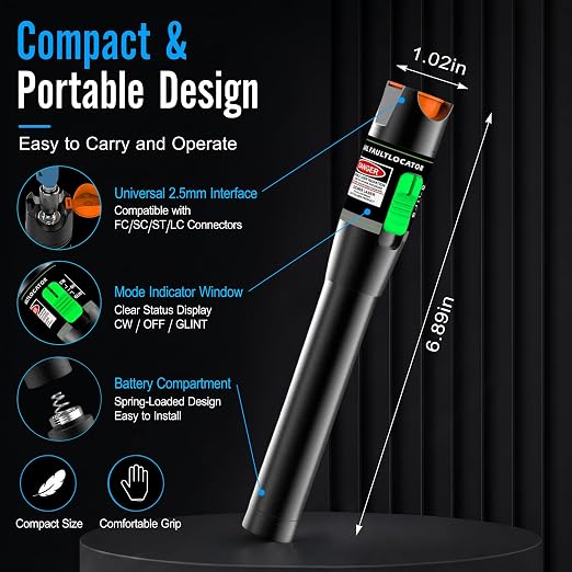 2PCS Visual Fault Locator Fiber Optic Cable Tester Meter Red Light VFL - Image 6