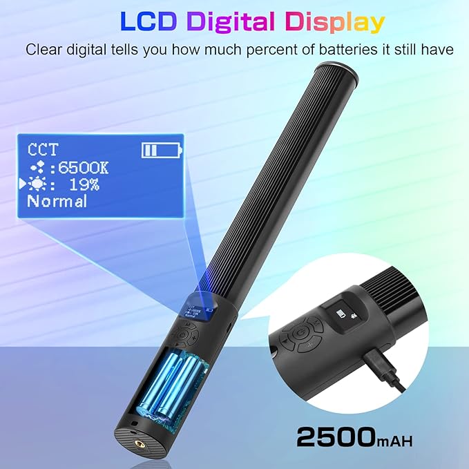 2 Pack RGB LED Video Light Wand Stick, Photography Studio Lighting Kits - Image 6