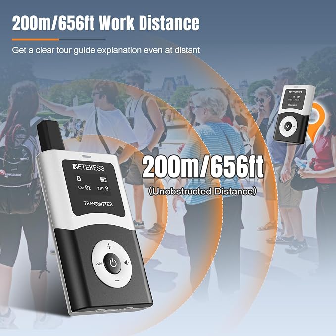 Retekess T130U Whisper Tour Guide System, Tour Guide Microphone and Speaker - Image 4