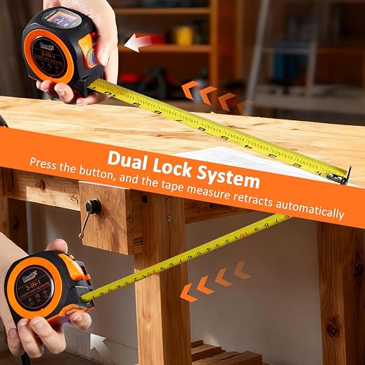 3-in-1 Laser Tape Measure, 197ft Laser Distance Meter, 16ft Digital Tape Measure - Image 7