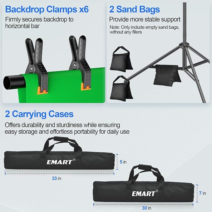EMART 8.5X10 FT Green Screen Backdrop Kit, Photography Umbrella - Image 6