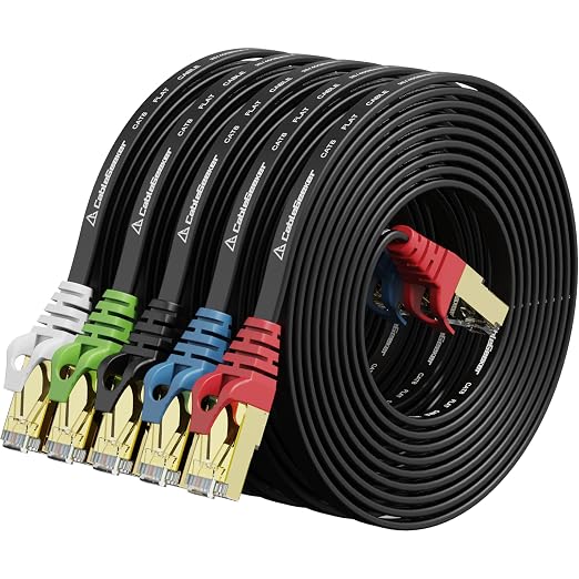 CableGeeker Cat 8 Ethernet Cable 10FT 5 Pack Black, 40Gbps 2000Mhz High Speed by CableGeeker
