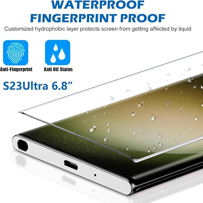 3 Pack Galaxy S23 Ultra Screen Protector, HD Clear Tempered Glass, Fingerprint - Image 5
