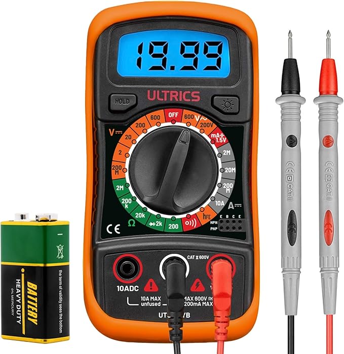 Digital Multimeter Tester by ULTRICS, Data Hold and Test Leads by ULTRICS