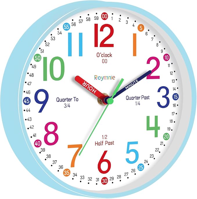 Roymnie Wall Clock 8 Inch for Kids Learning to Tell Time Easily Non Ticking - Image 7