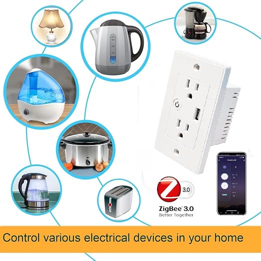 Jinvoo Zigbee Smart Wall Outlet, Requires Zigbee Hub, Compatible - Image 3