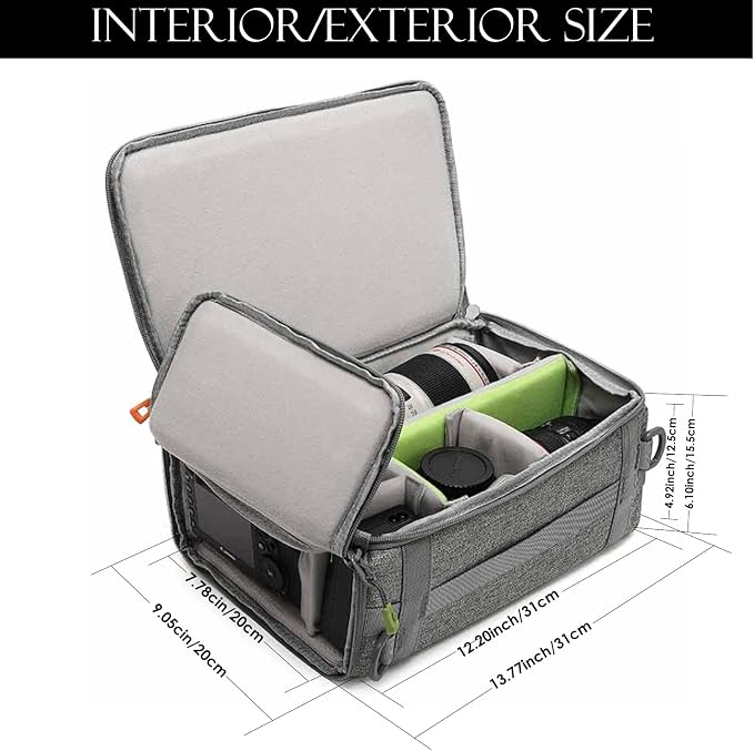 Camera Insert Bag, Shockproof &Pressure-proof Dual Opening Padded Camera Lens - Image 4