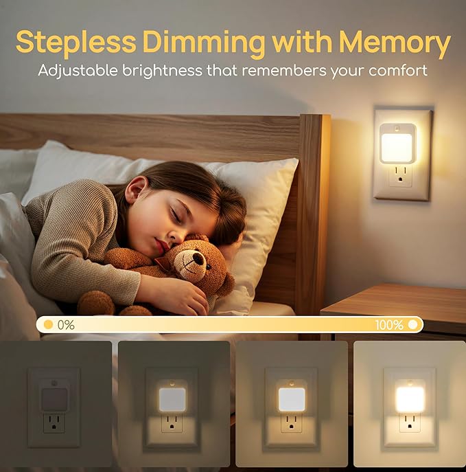Plug-in Night Light with Motion Sensor, Dusk-to-Dawn Light Sensor, Stepless - Image 5