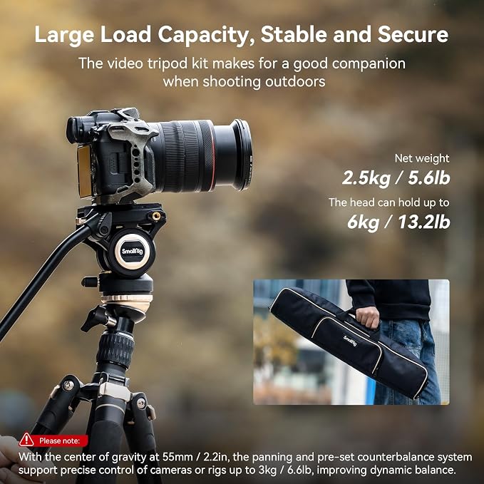 SmallRig CT210 Video Tripod, Professional Camera Tripod Compatible - Image 5