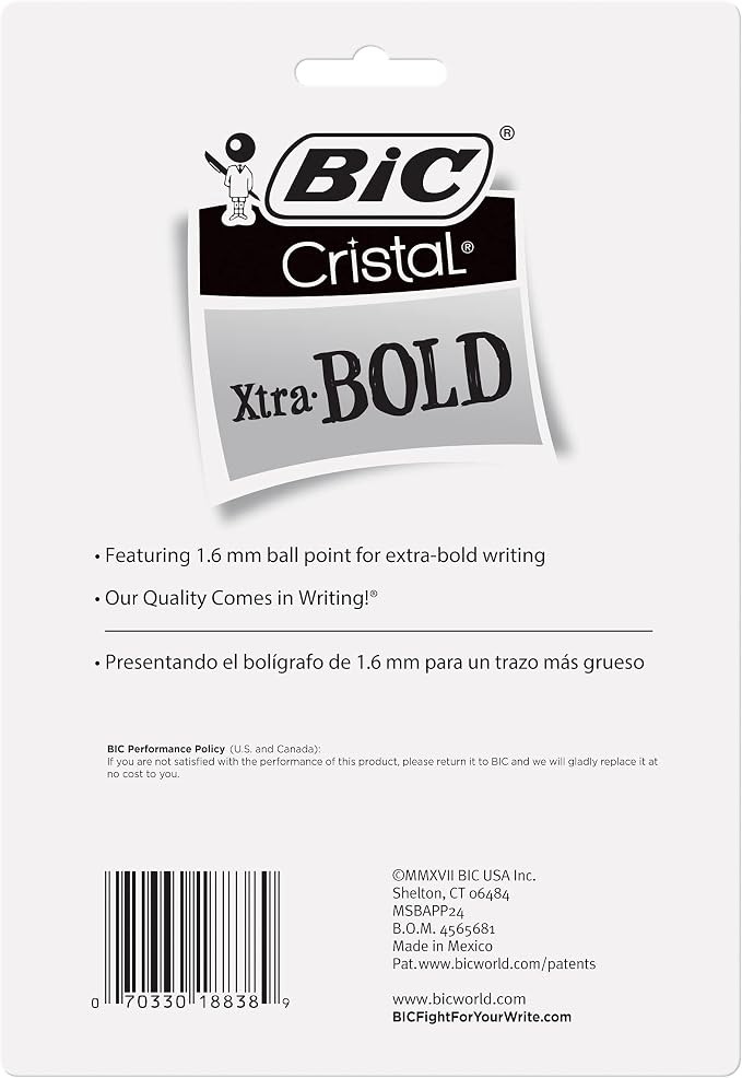 BIC Cristal Xtra Bold Ballpoint Pens, Bold Point, School Supplies - Image 3