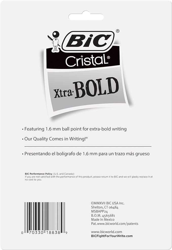 BIC Cristal Xtra Bold Ballpoint Pens, Bold Point - Image 2