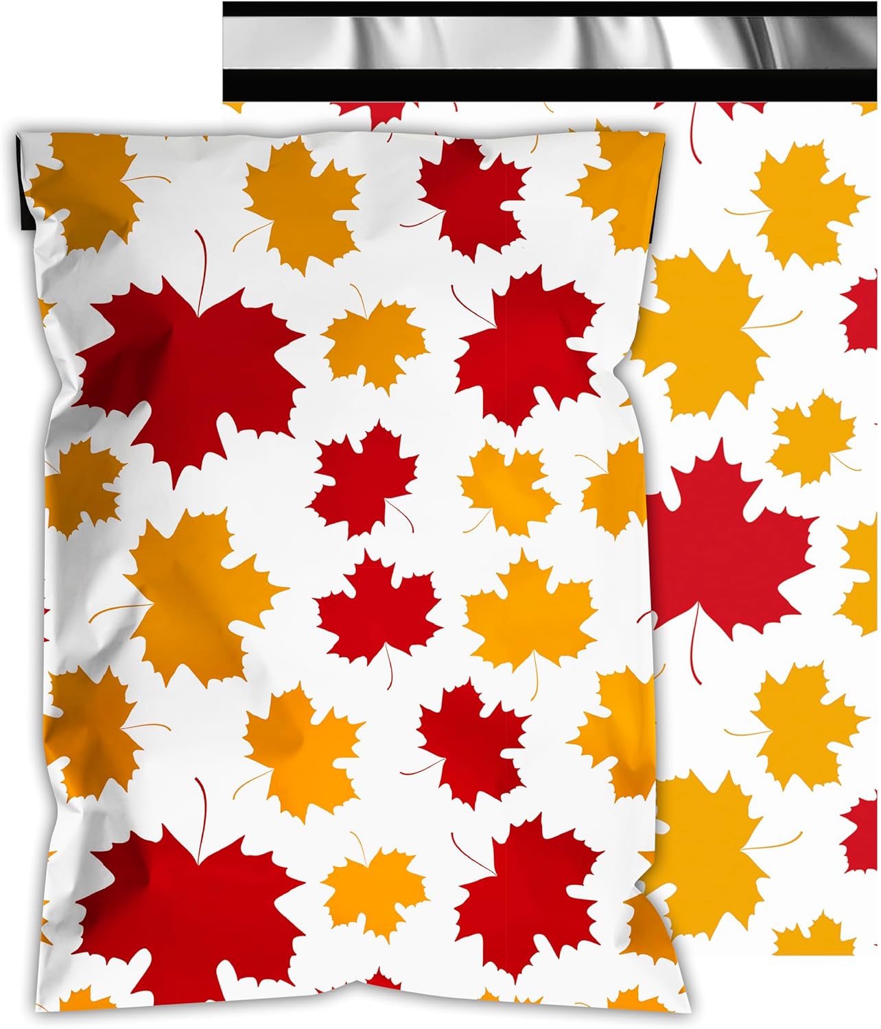 Poly Mailers 14.5x19 Inch 50 Pcs - Maple Leaf printed Shipping Bags, 2.4mil Thickness, Waterproof and Tear Resistant Mailing Envelopes, Self-Sealing Packaging Bags for Small Business