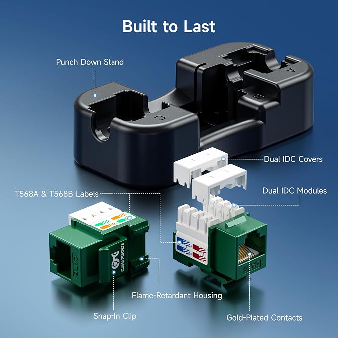 Cable Matters 25-Pack 10Gbps Cat6 Keystone Jacks, RJ45 Keystone Jack, Ethernet - Image 6