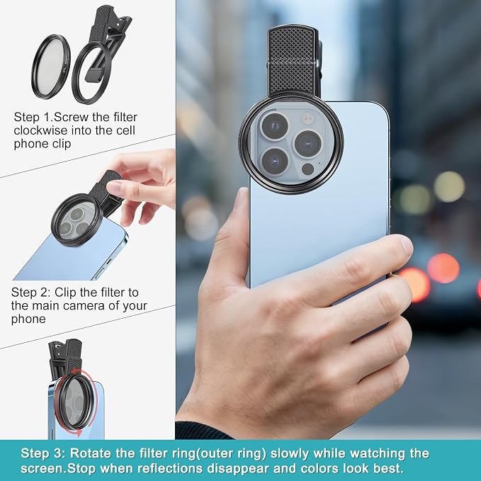 52mm Circular Polarizer Filter for iPhone and Android, CPL Lens Filter - Image 3