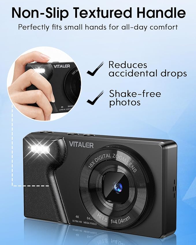 Digital Camera with Front Rear Lens, Autofocus 64MP 4K Camera - Image 6