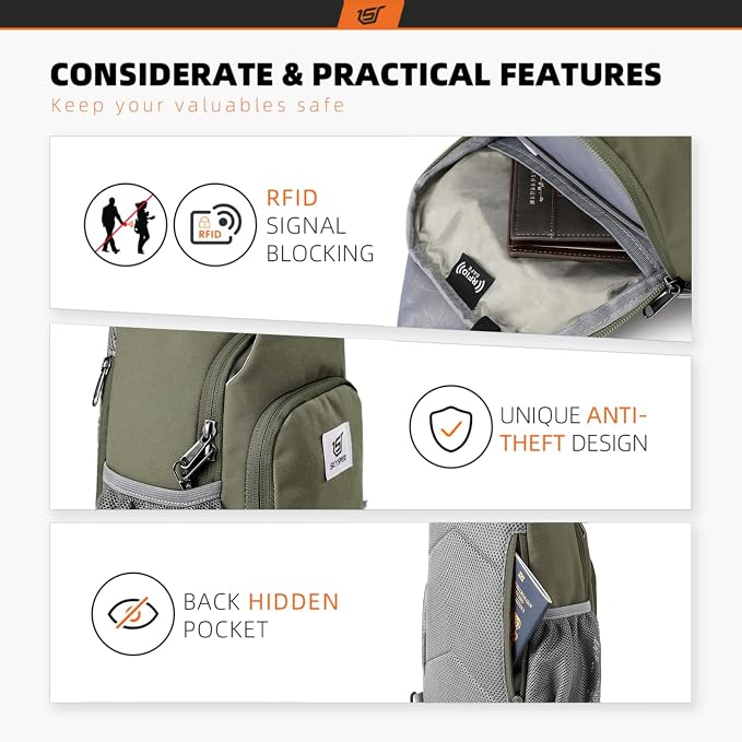 SKYSPER Sling Bag RFID Crossbody Sling Backpack Cross Body Shoulder Bag Travel - Image 3