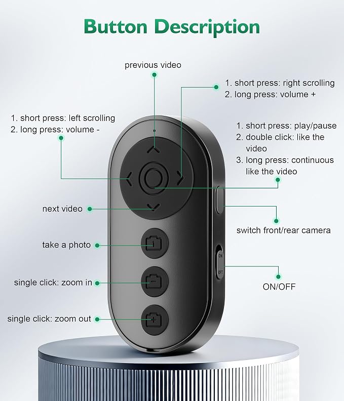Phone Stand with Remote Wireless Remote Control, Phone Camera Remote Shutter - Image 5