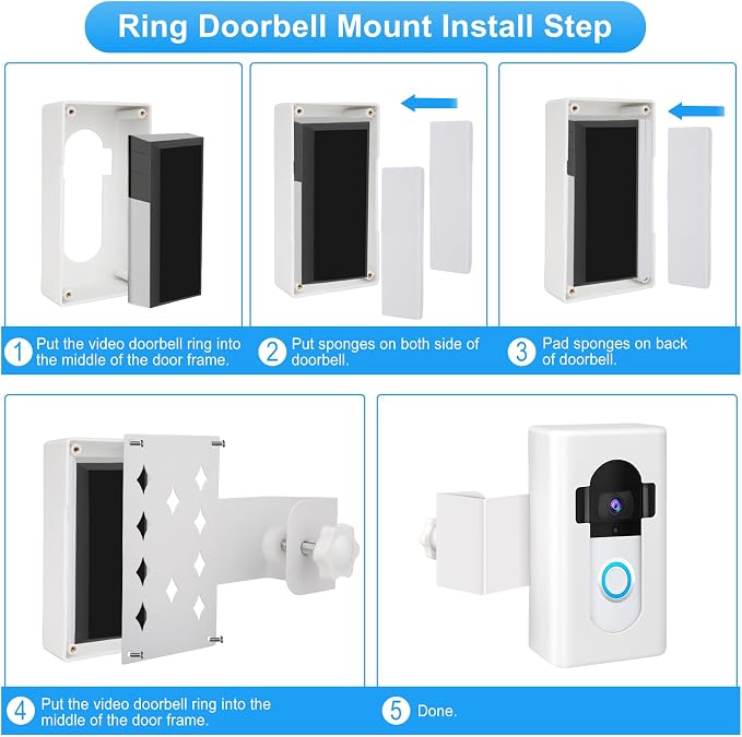 Anti-Theft Video Doorbell Door Mount, Doorbell No-Drill Mount Fit - Image 6