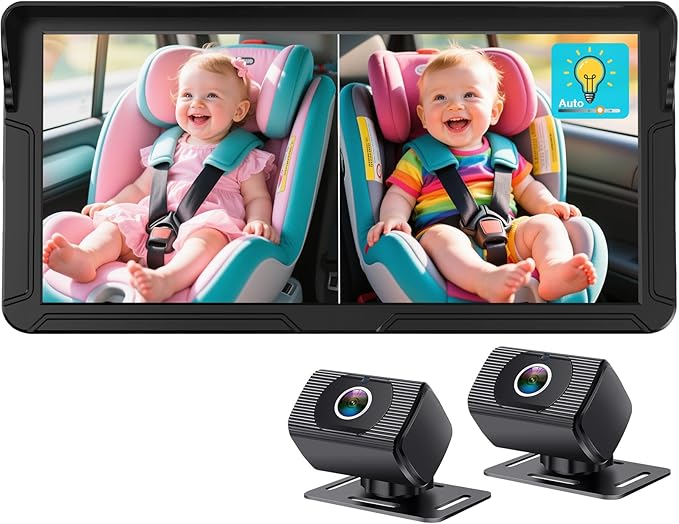 Rohent Dual Baby Car Camera for 2-Kids: 6.9'' HD Split Screen by Rohent