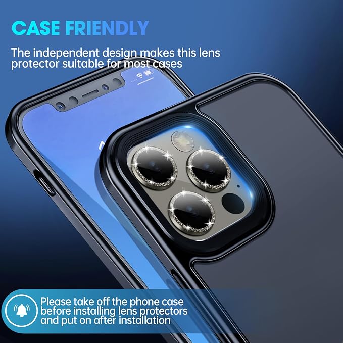 for iPhone 15 Pro/iPhone 15 Pro Max Camera Lens Protector Bling Individual - Image 6
