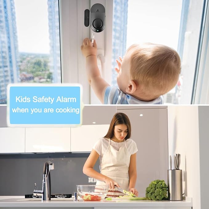 Window and Door Alarm, 120 DB Black Window Alarm - Image 4