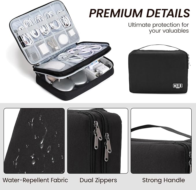 Large Electronic Organizer Travel Case, Double Layer Tech Accessories Bag - Image 3