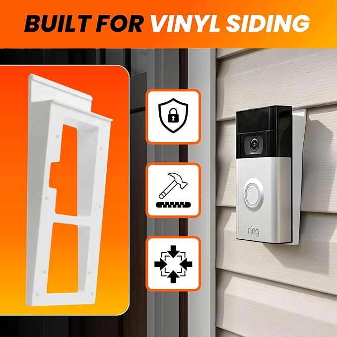SplashNColor No-Drill Mount for Ring Video Doorbell on Vinyl Siding – Easy - Image 2